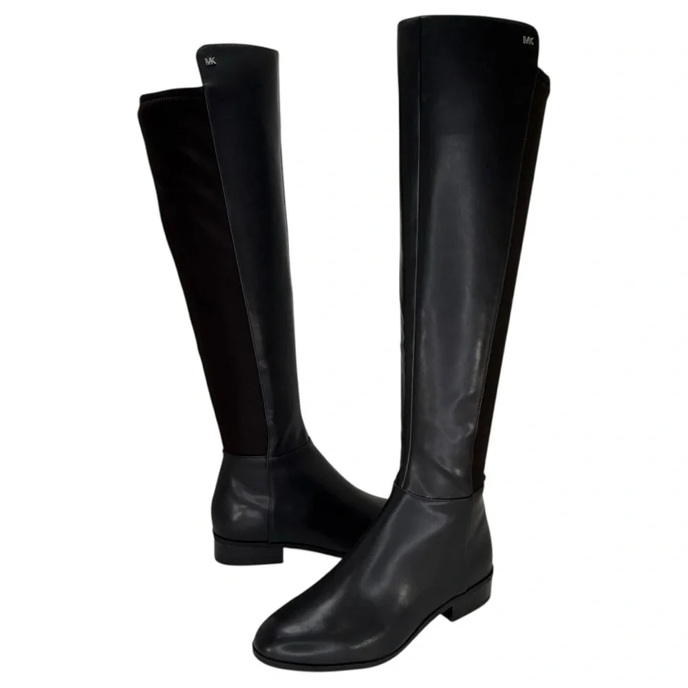 Michael Kors Bromley Black Faux Leather OTK Womens Boots Size 7M